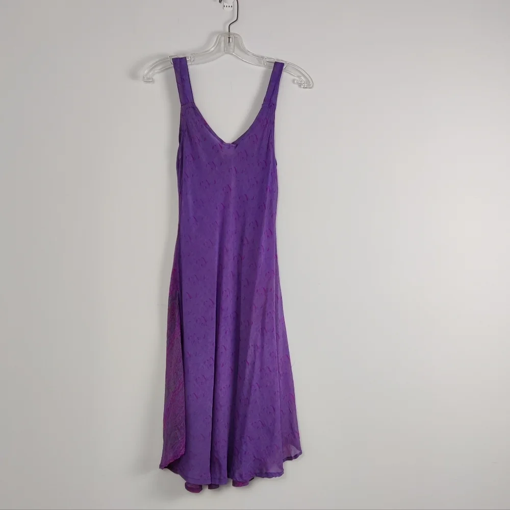 Alchemy Fashions Women's 100% Silk Slip Dress Size Medium Purple Floral - Picture 2 of 9